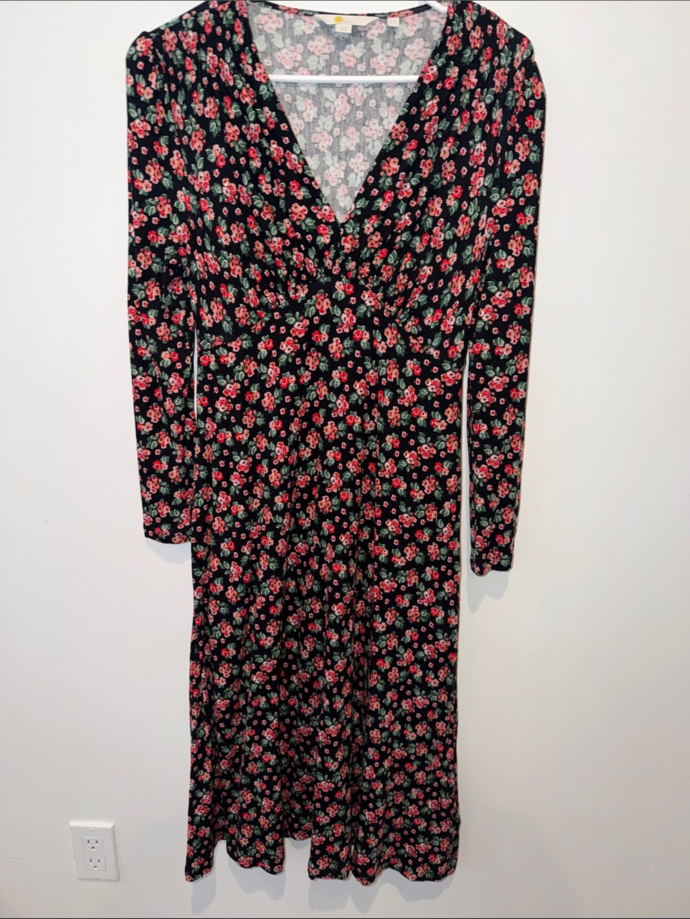 Boden Black Floral Dress Long Sleeves Women's Size 4P